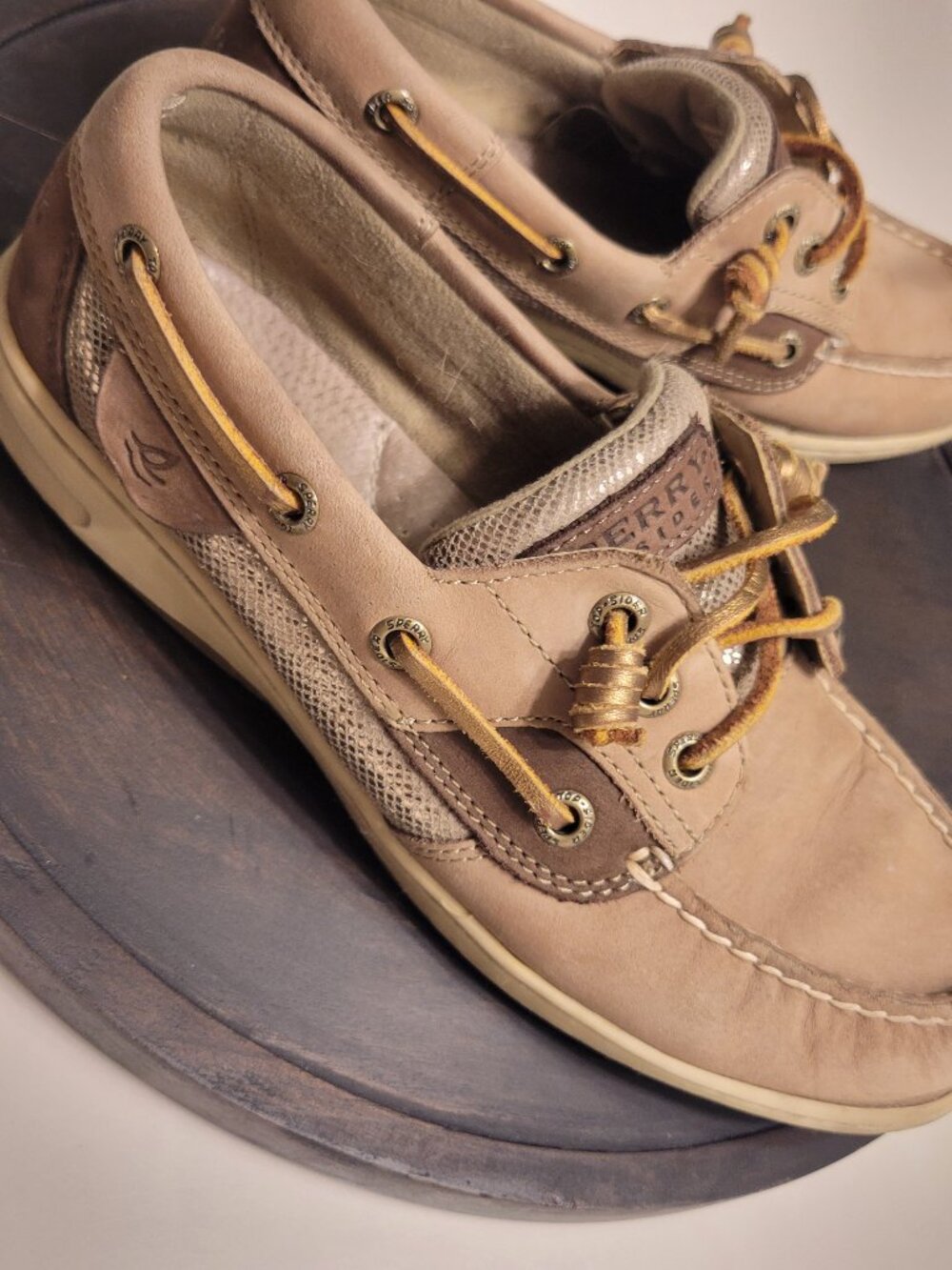 Sperry Top-Sider Ivyfish Metallic Python Boat Shoe, Greige/Bronze, Size 6